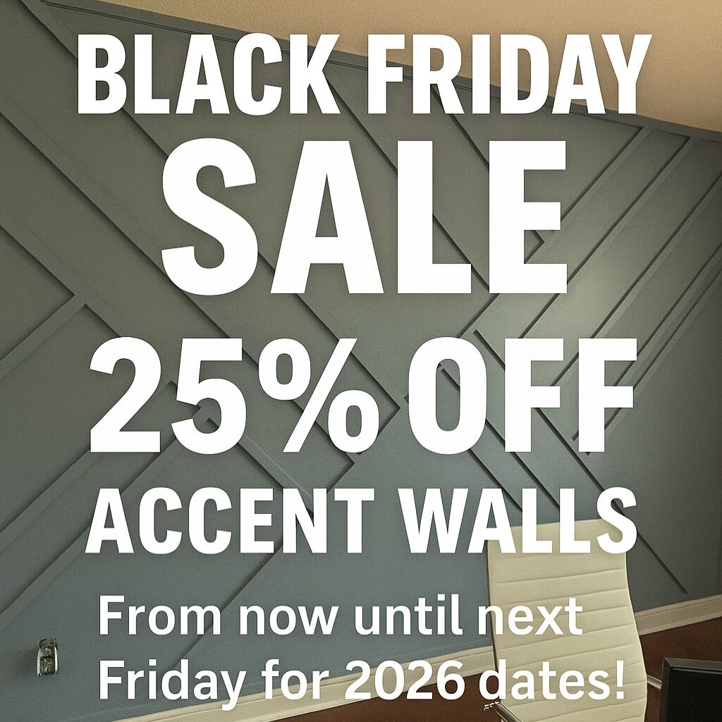 Get 25% off accent walls this Black Friday through December 5th. Transform your Indianapolis home before the holidays. Submit your photos for a free quote today!